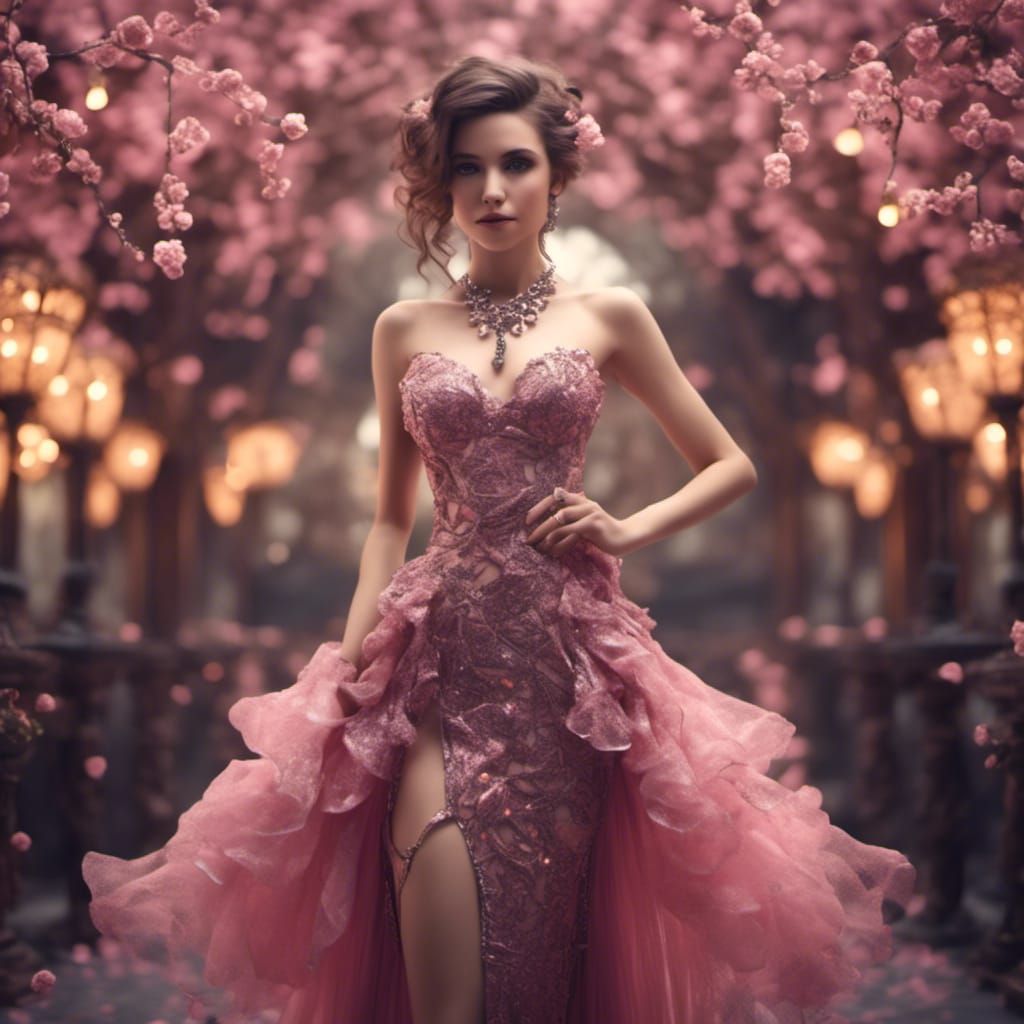 Beautiful Woman in Prom Dress Portrait