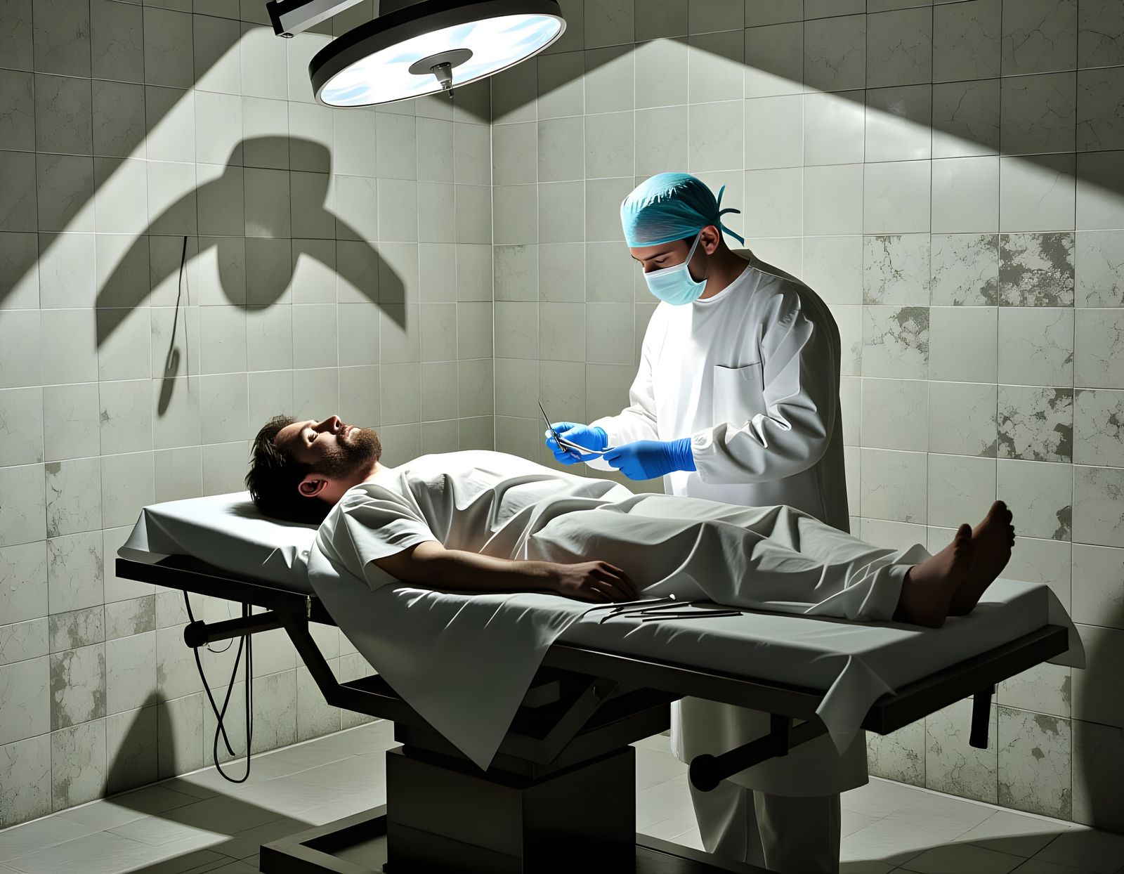 Shadowy Basement Operating Room in Vertigo Style