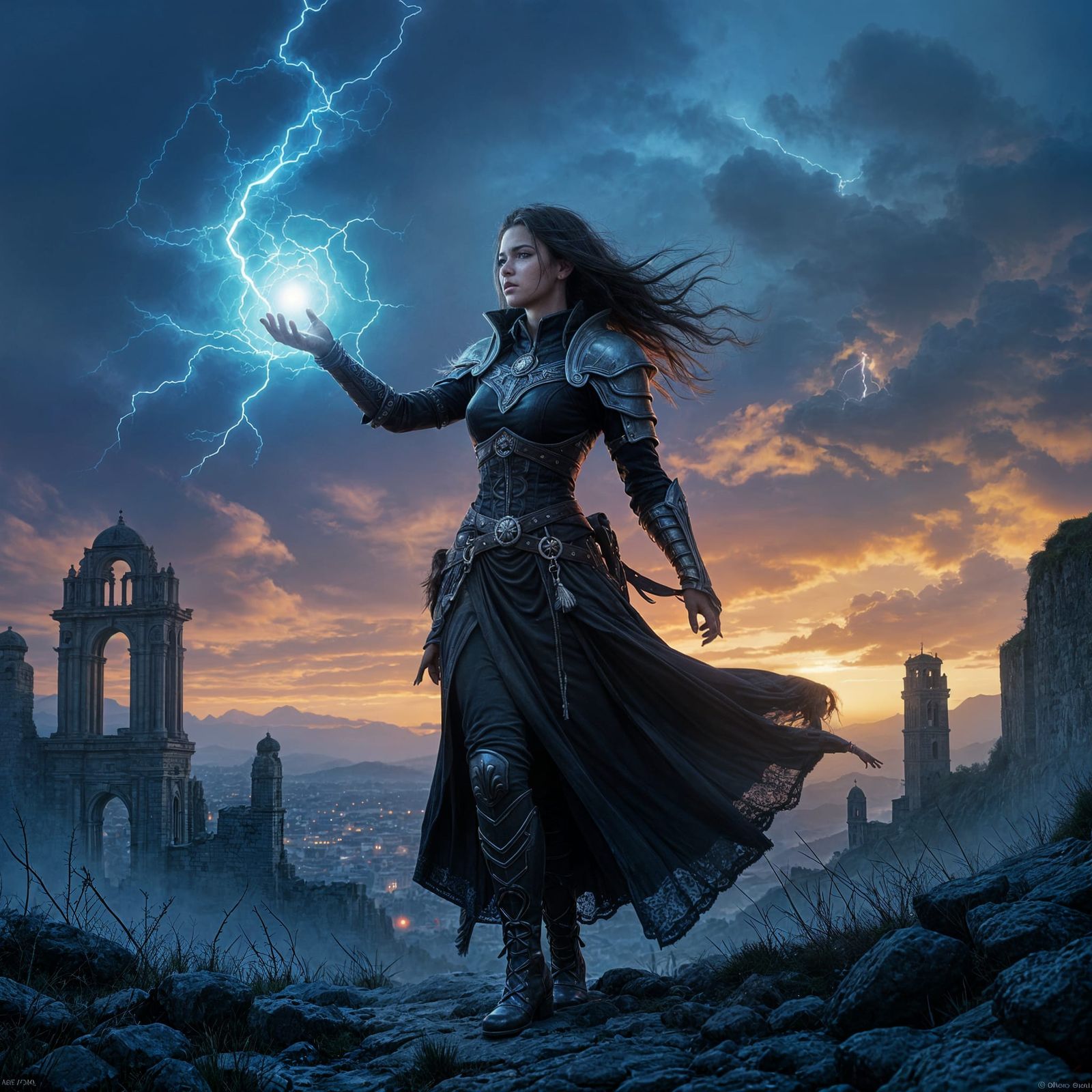 Powerful Sorceress in Dark Fantasy World