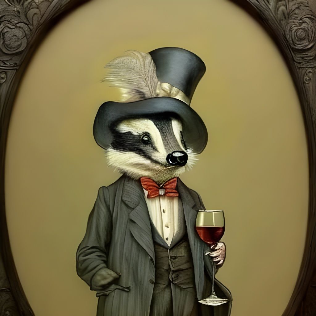 Badger Gentleman in Suit: Charcoal Drawing