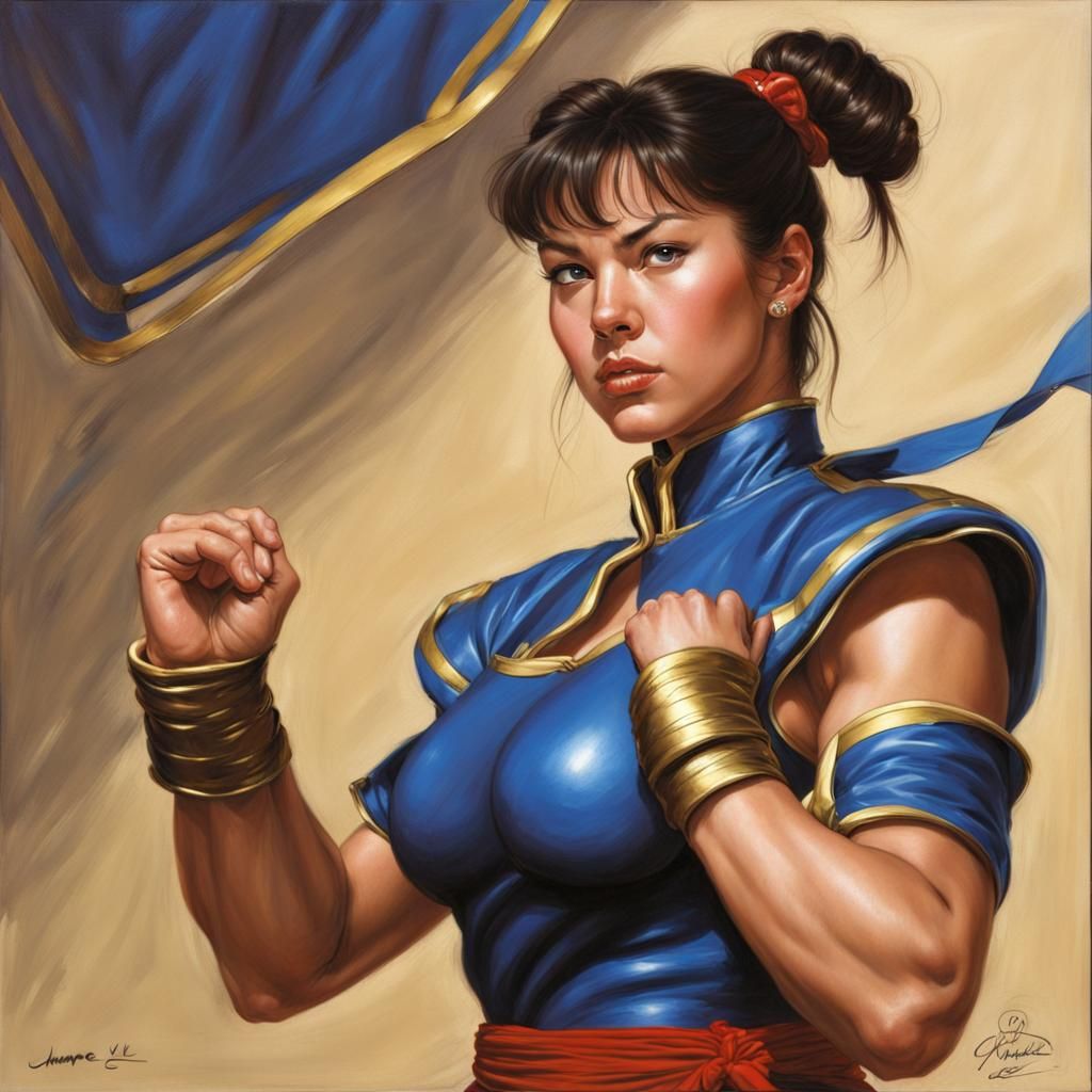 Chun Li as a Fantasy Oil Painting
