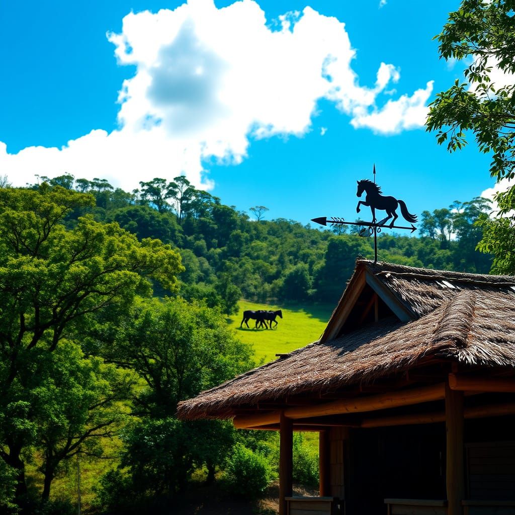 Serene Costa Rican Countryside with Majestic Horses