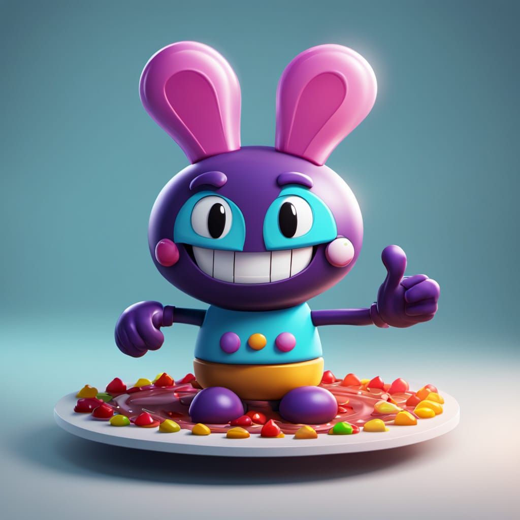 Cartoon Cake with Passive-Aggressive Pinched Eyes