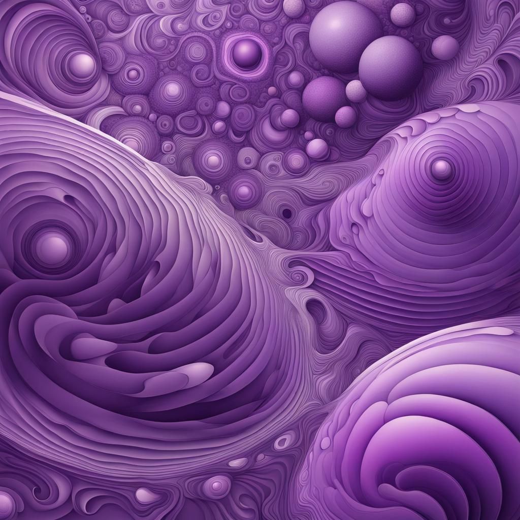 Purple Moons Orbiting Green Planet with Abstract Fractals