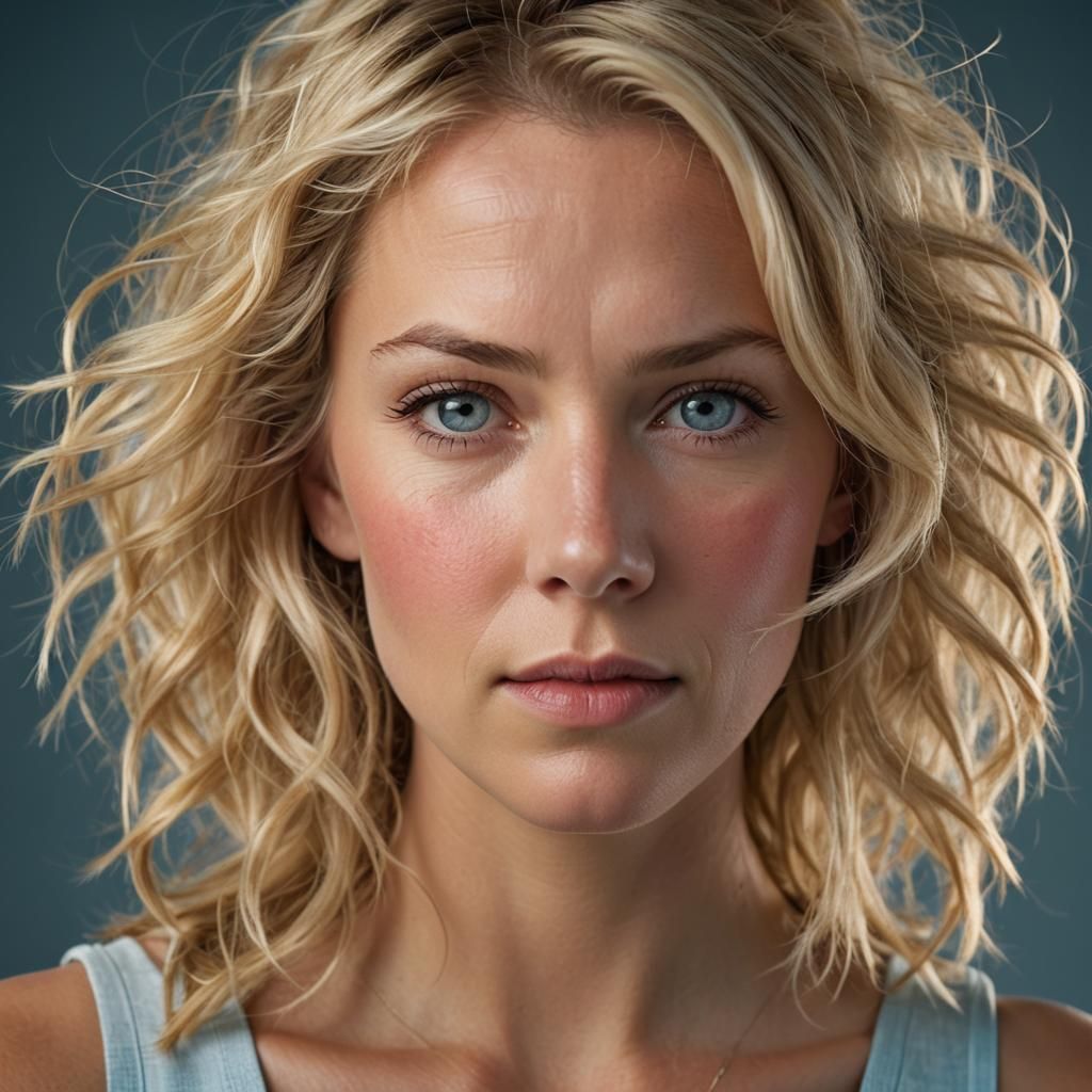 Blonde Woman Portrait in Soft Studio Lighting