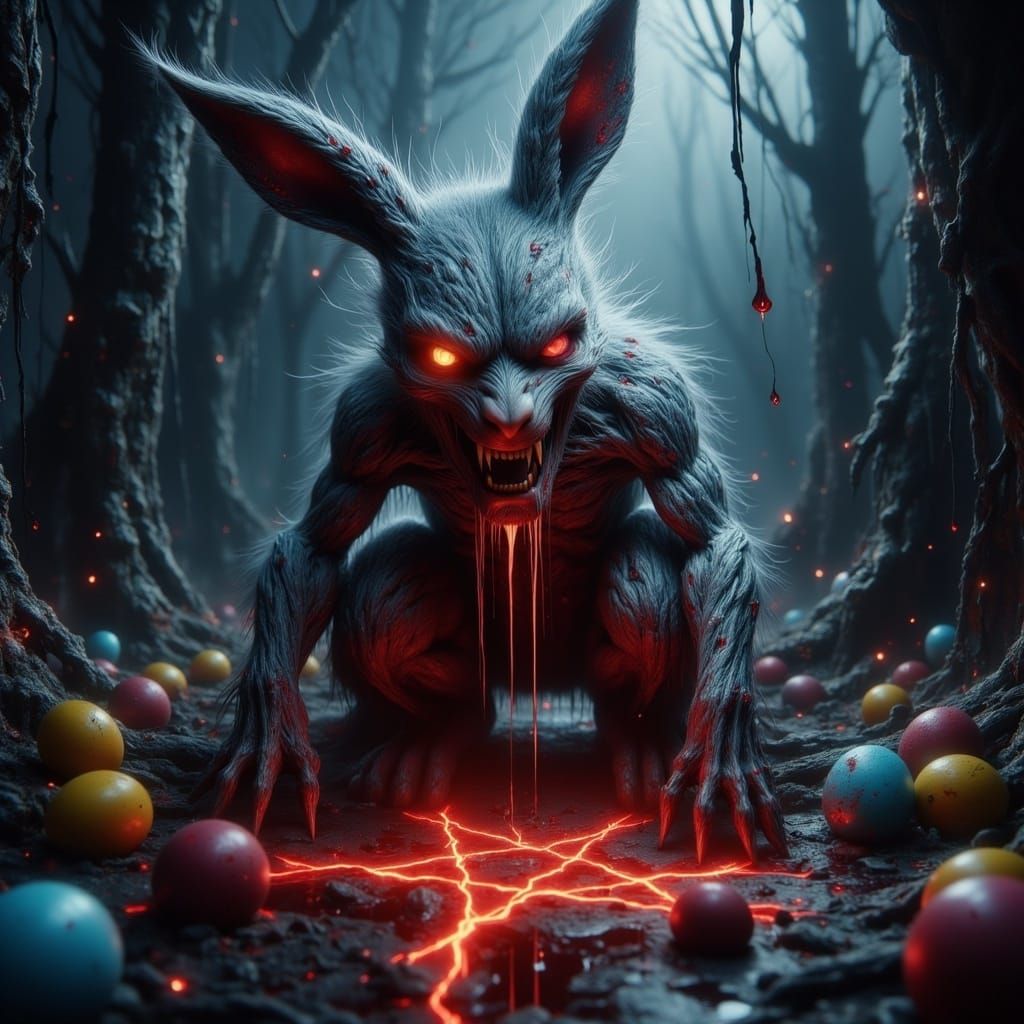 Surreal Easter Horror in Dark Fantasy Style