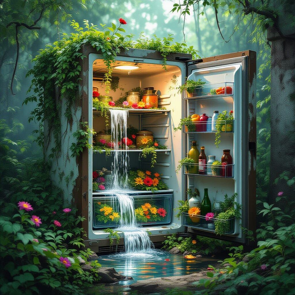Post-Apocalyptic Garden Oasis in Refrigerator