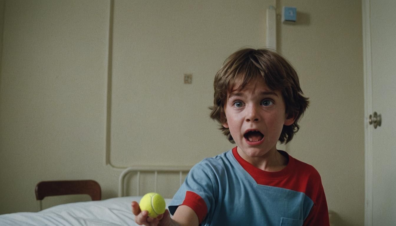 Scared Boy Refuses Tennis Ball in Hospital Film Still
