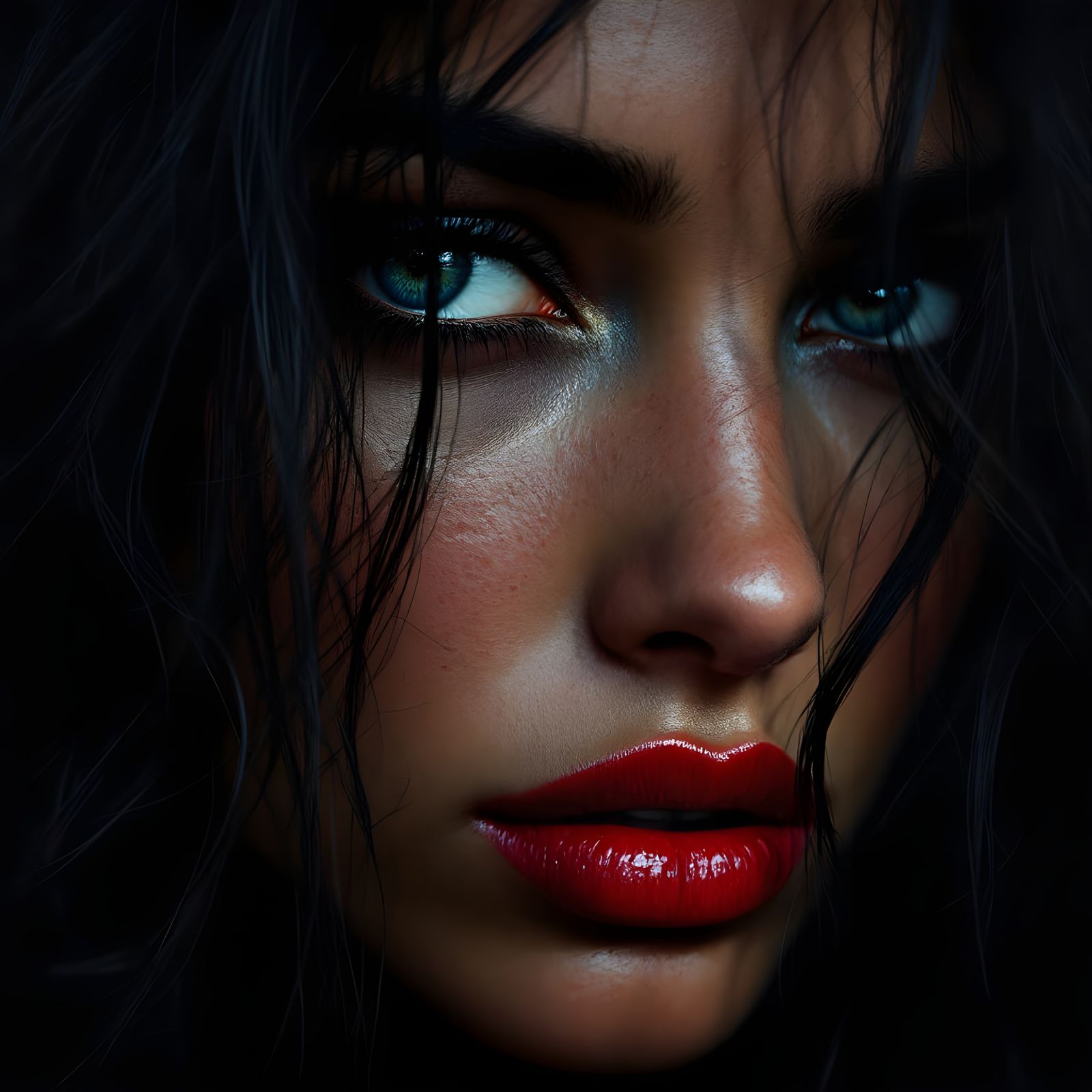 Hyperrealistic Portrait of a Mediterranean Woman