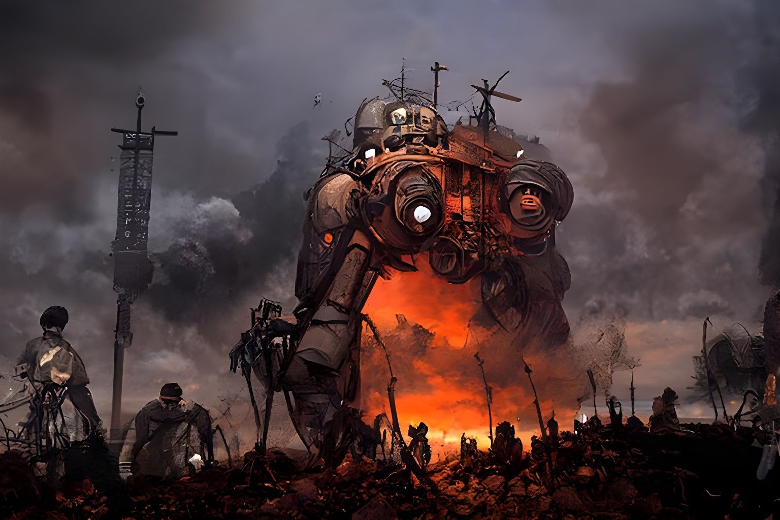 Robotic World War One in Dieselpunk Style