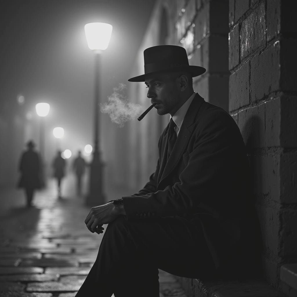 Vintage Man Smoking Cigar, Cinematic Portrait