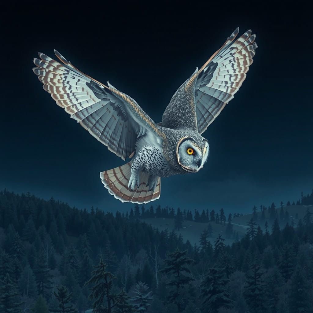 Majestic Ural Owl Soars Over Eastern Europe