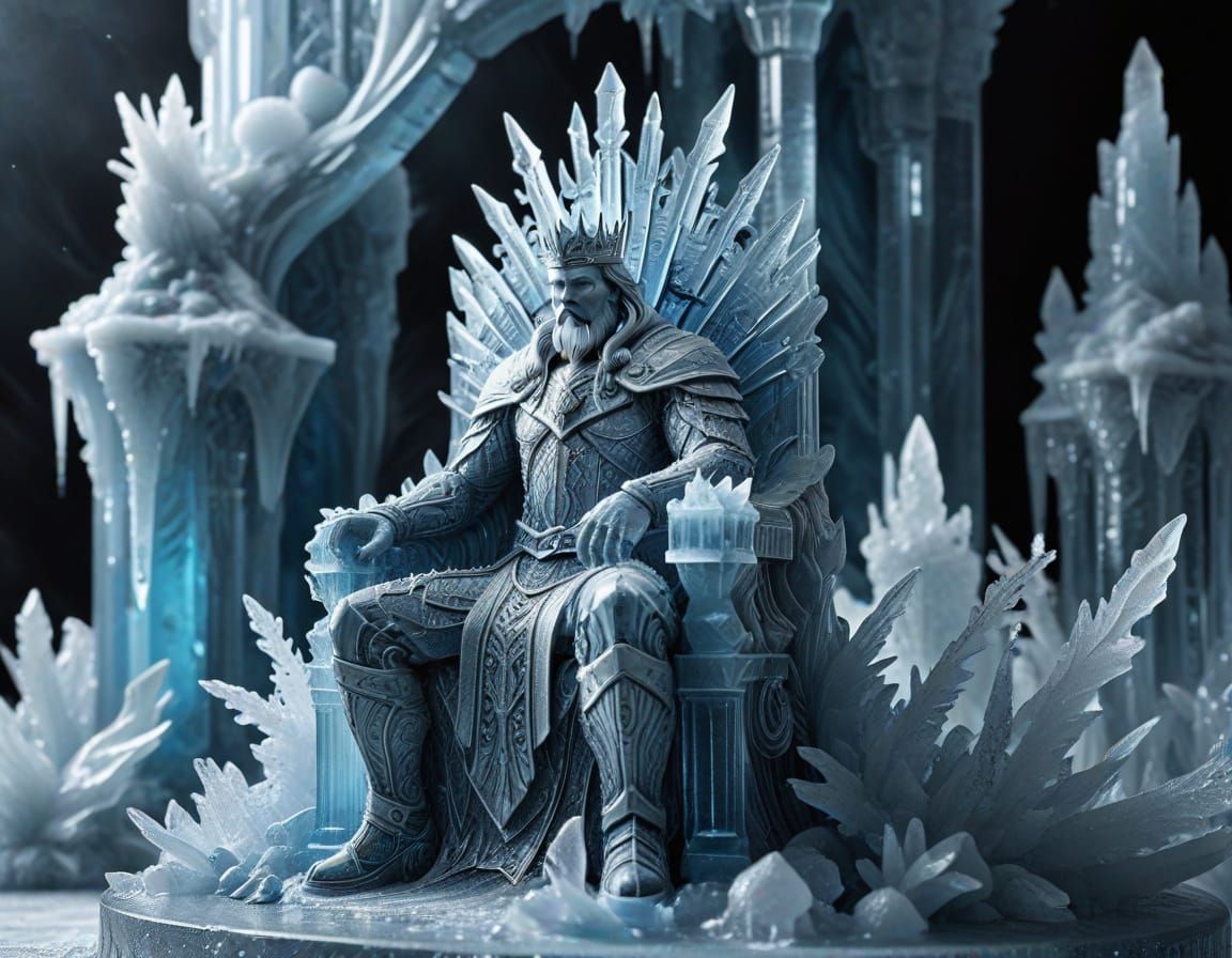 Majestic Ice King on Throne of Frosty Grandeur