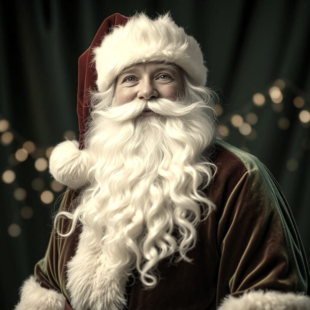 Classic Christmas Portrait with Velvet and Twinkling Lights