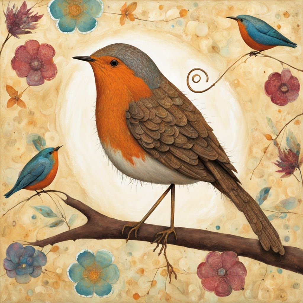 Whimsical Alebrije: A Proud Robin Portrait