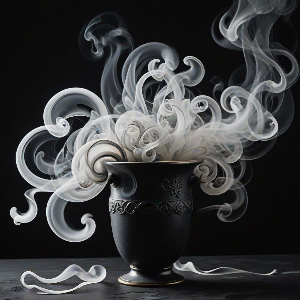 Mysterious Smoke Forms in a Dark, Velvety Black Canvas