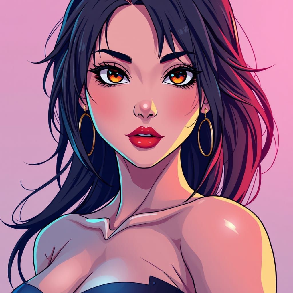 Anime-Inspired Portrait of a Confident Woman