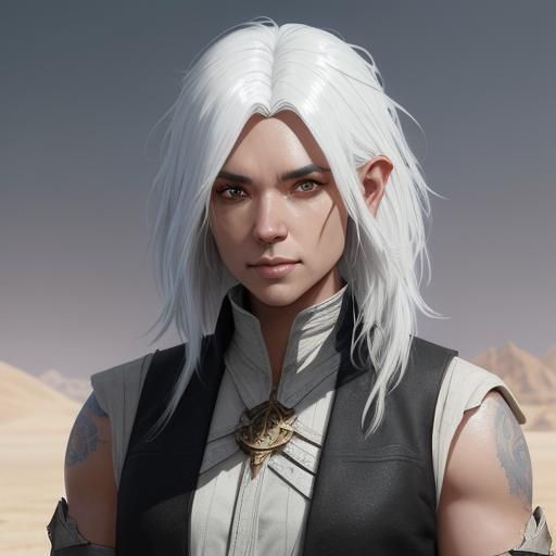 Halfling Cleric Portrait in Desert Landscape