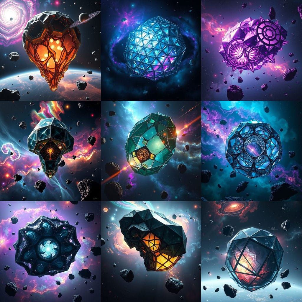 Colossal Alien Glass Sculpture in Deep Space