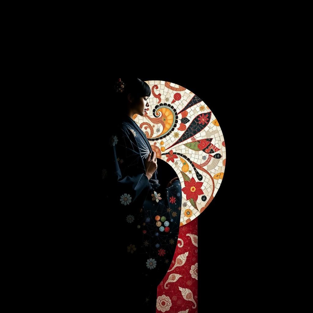 Mosaic Kimono: Organic Yin Yang in Dark Tones