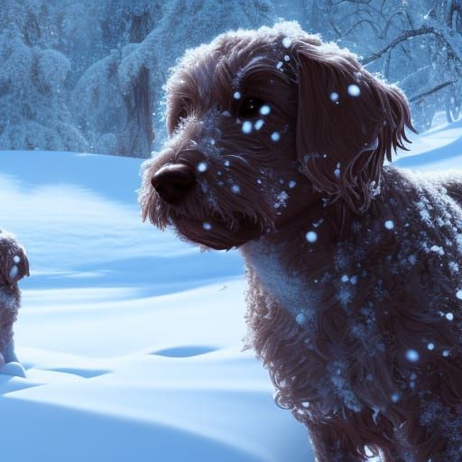 Snowy Puppy: Detailed Matte Painting