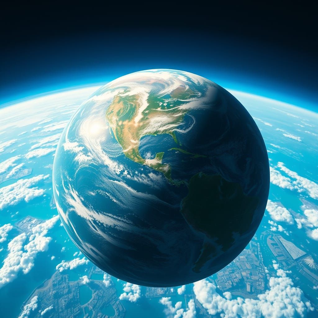 Fantasy Earth Aerial Landscape in Vibrant Colors and Intrica...