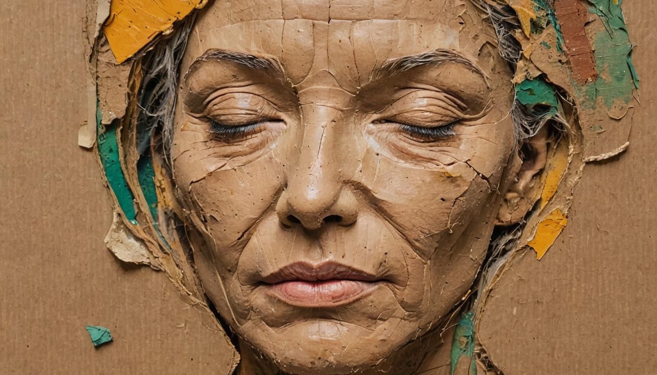 Abstract Expressionist Portrait: Woman's Worn Face