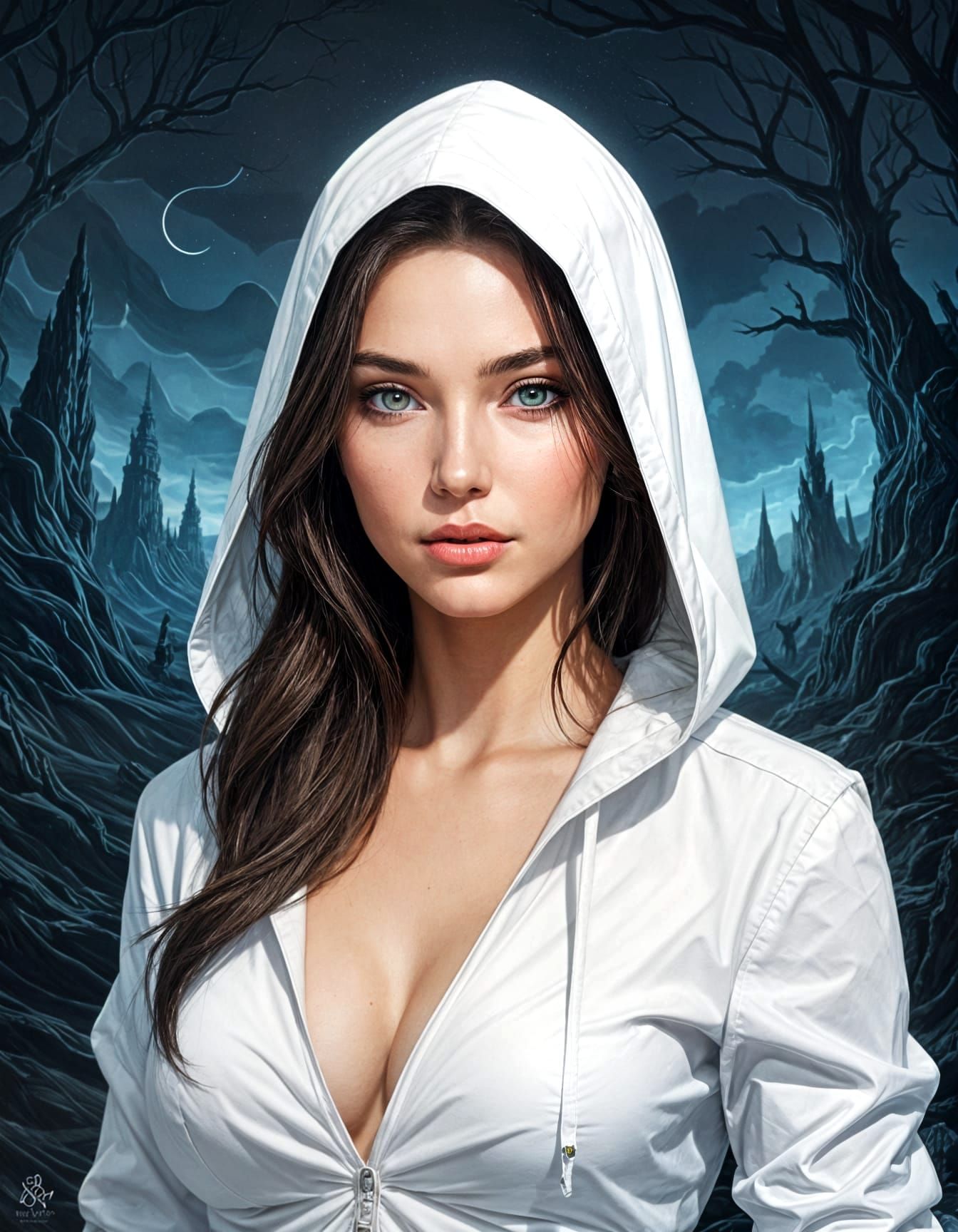 Ethereal Fantasy Warrior in Surreal Landscape