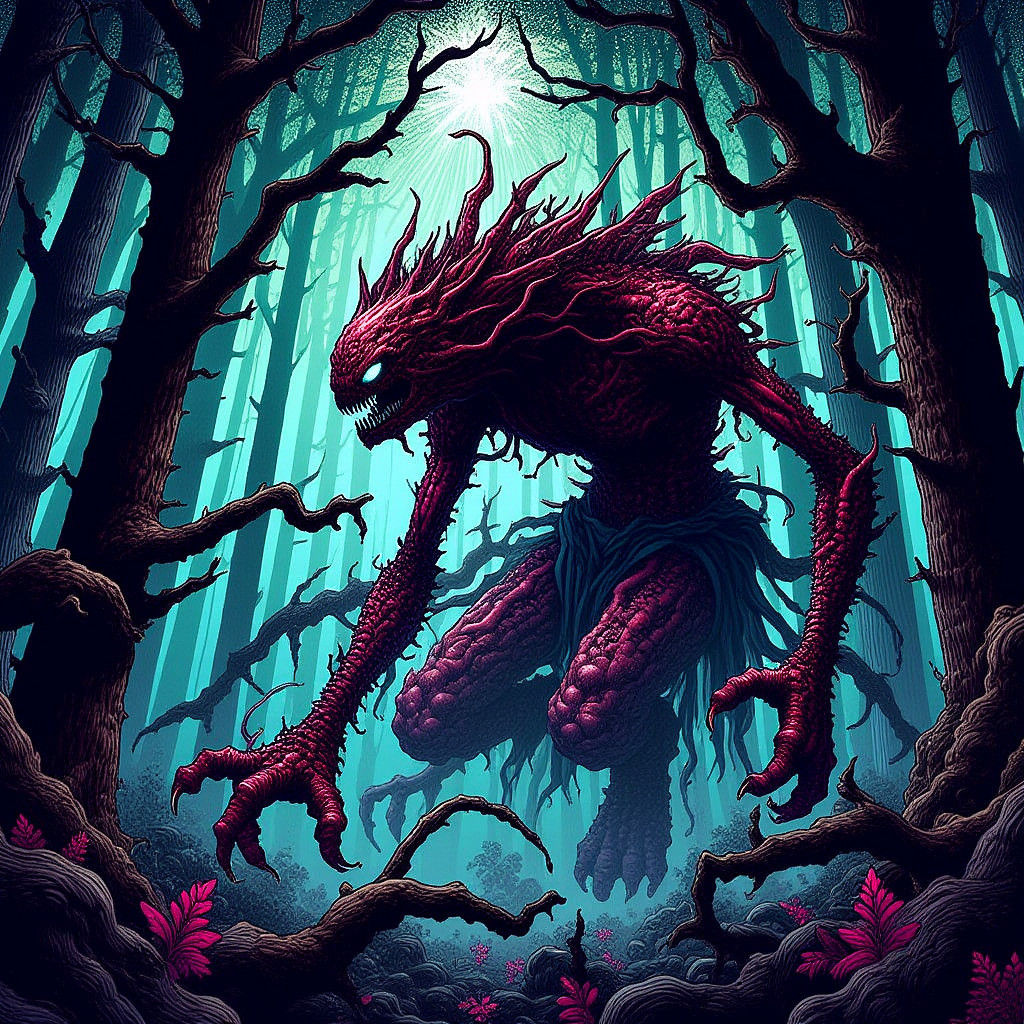 Eerie Demon Emerges in Mystical Anime Forest