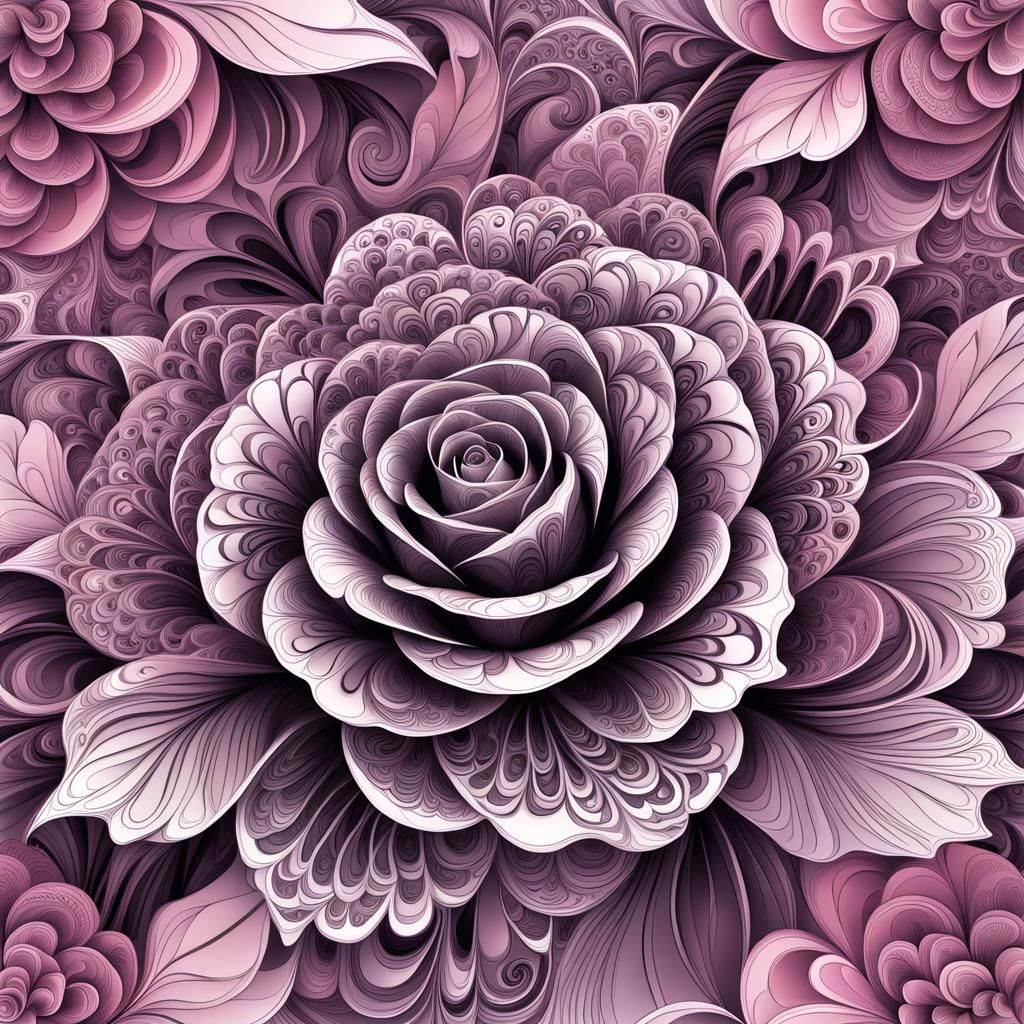 Abstract Rose Fractal with 3D Shading