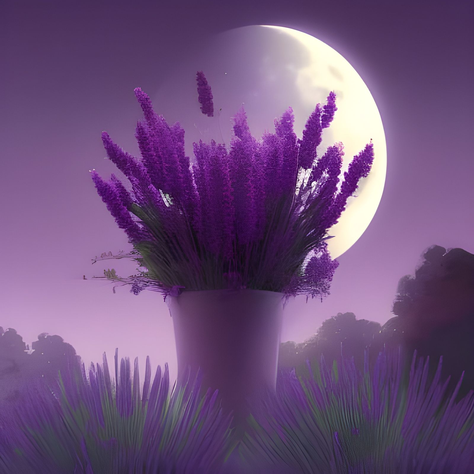 Rotten Lavender Bouquet Under Night Sky