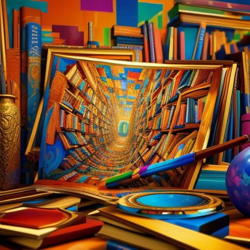 Surreal Book Lover in Fauvist Oil Painting