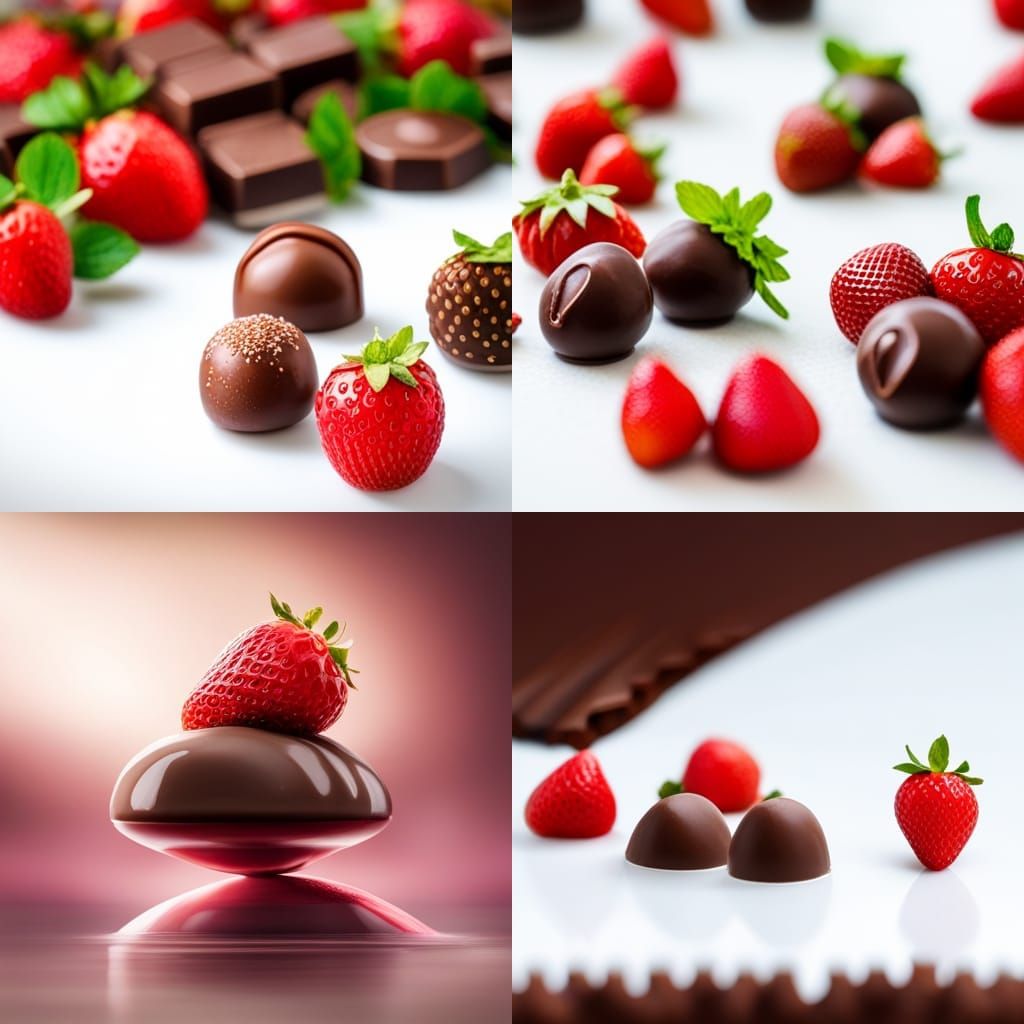 Luxury Strawberry Chocolate Bonbon in Hyper-Realistic Style