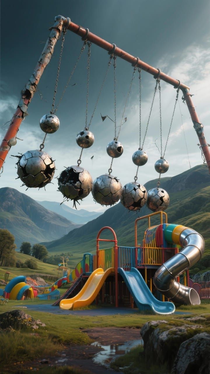 Surreal Playground of Wrecking Ball Swings in Scottish Highl...