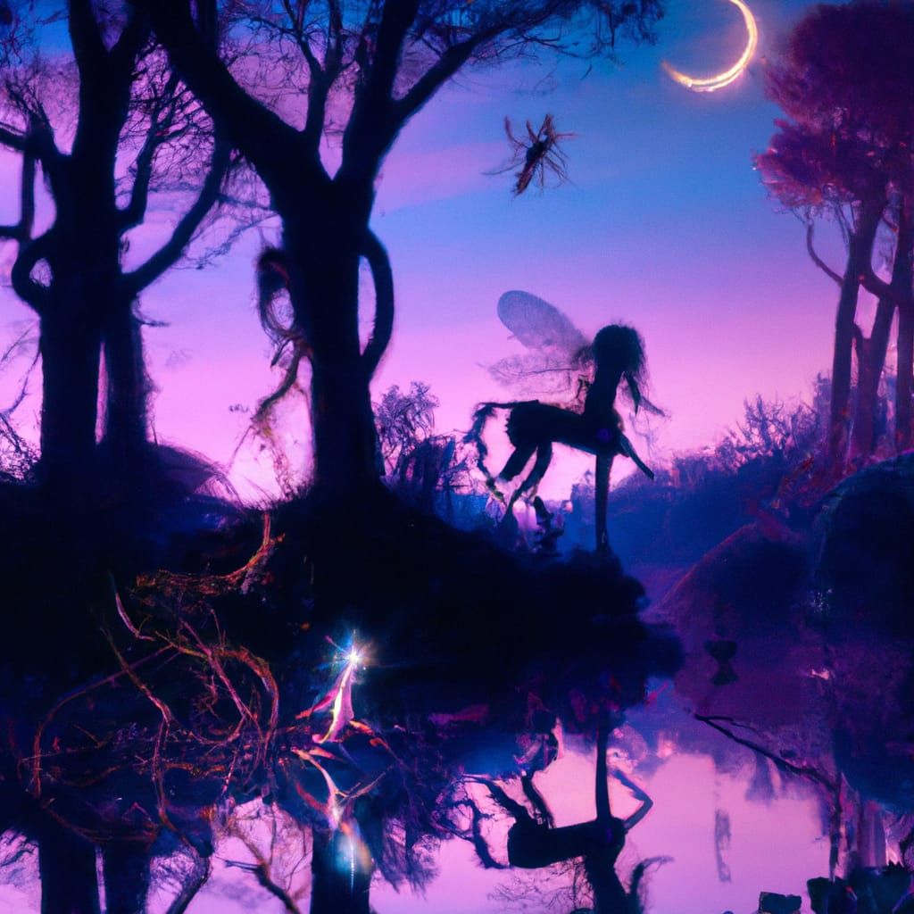 Enchanted Female Centaur in Bioluminescent Forest