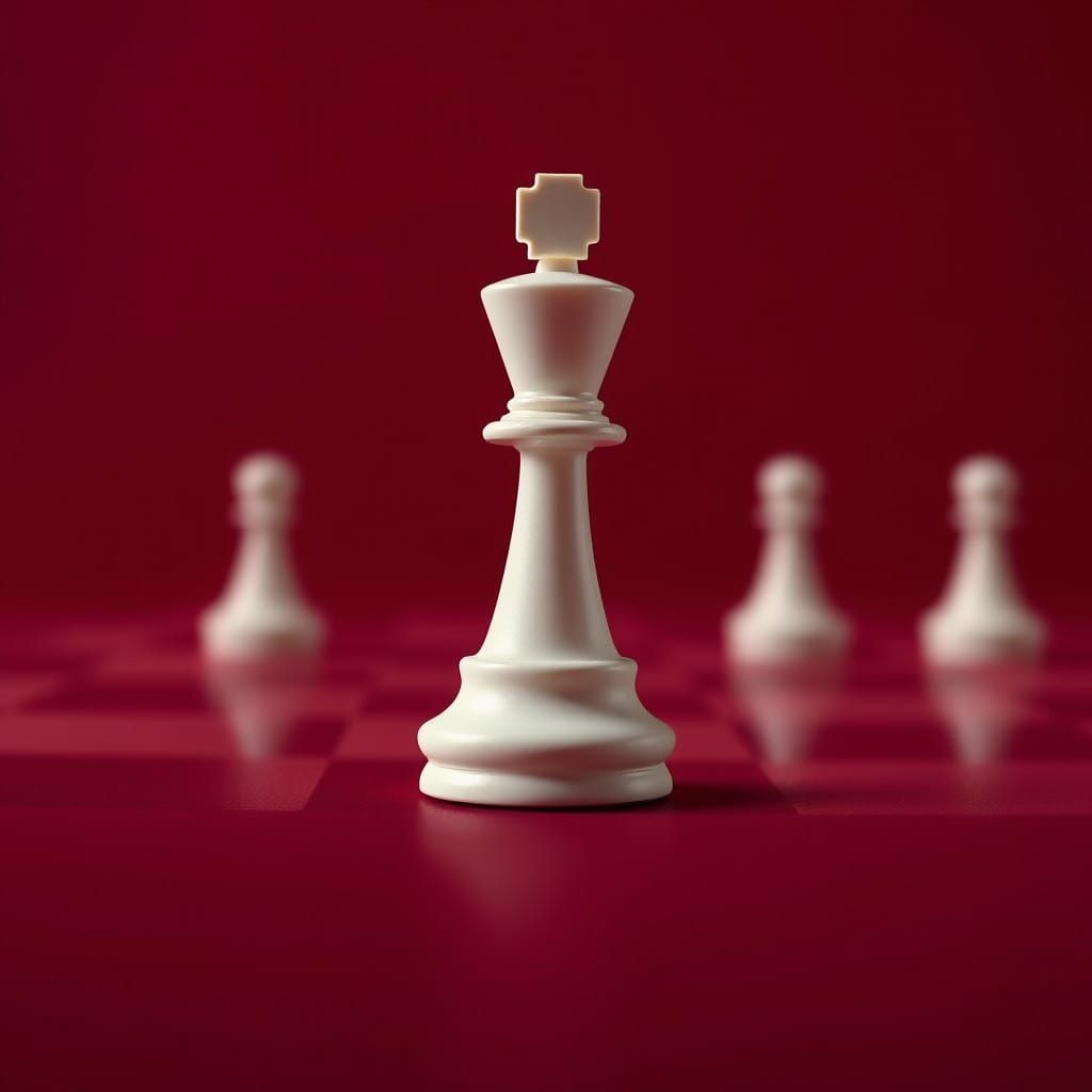 Sleek Hyper-Realistic Chess Pawn in Dark Red