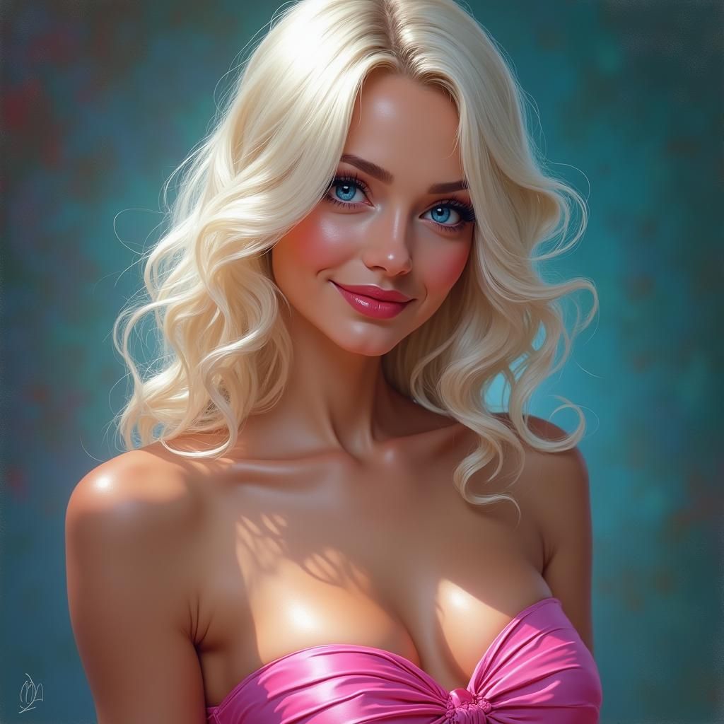 Radiant Portrait of a Blonde Woman in Art Nouveau Style