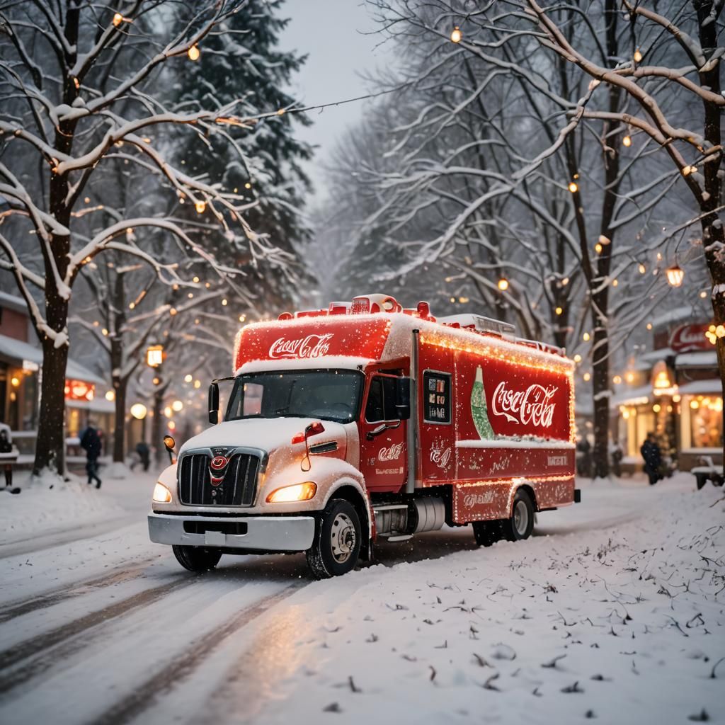 Christmas Coca-Cola Truck in Snowy Winter Wonderland