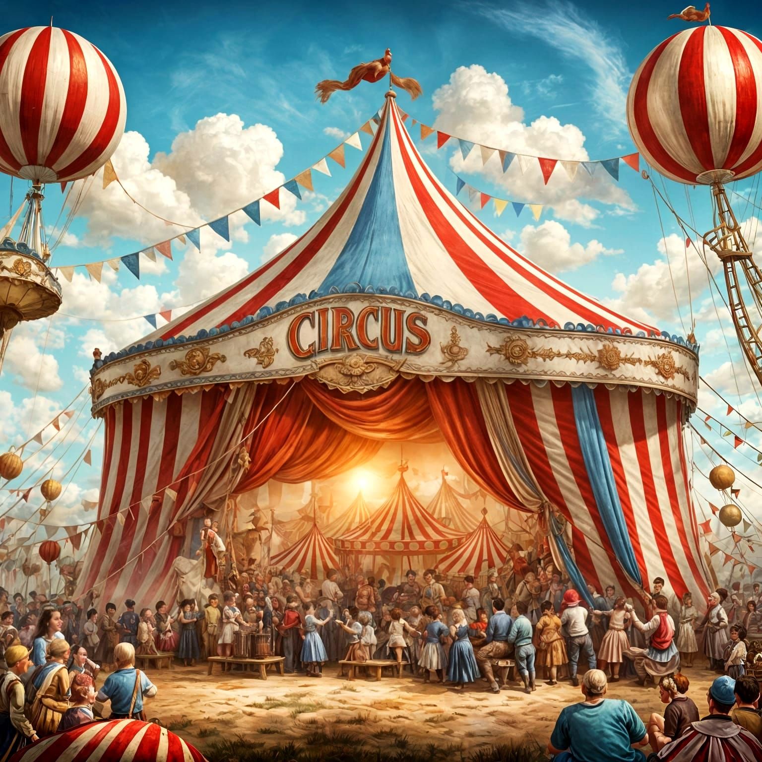 Vintage Circus Tent Illustration for Children's Book
