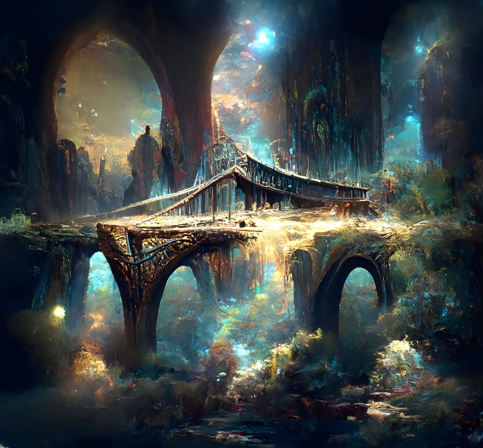 Magic Ancient Bridge in Hyperreal Digital Matte Painting