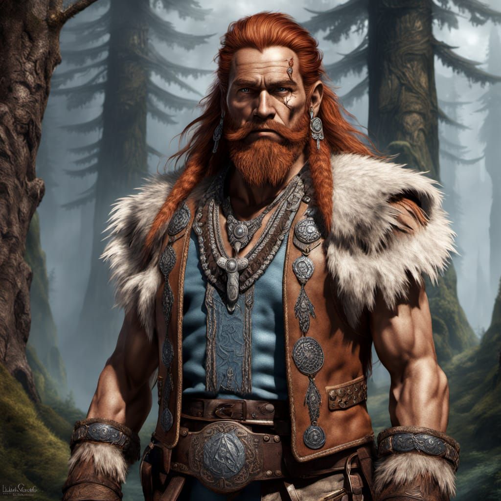 Ethereal Dwarf Portrait in Fantasy Folklore Style