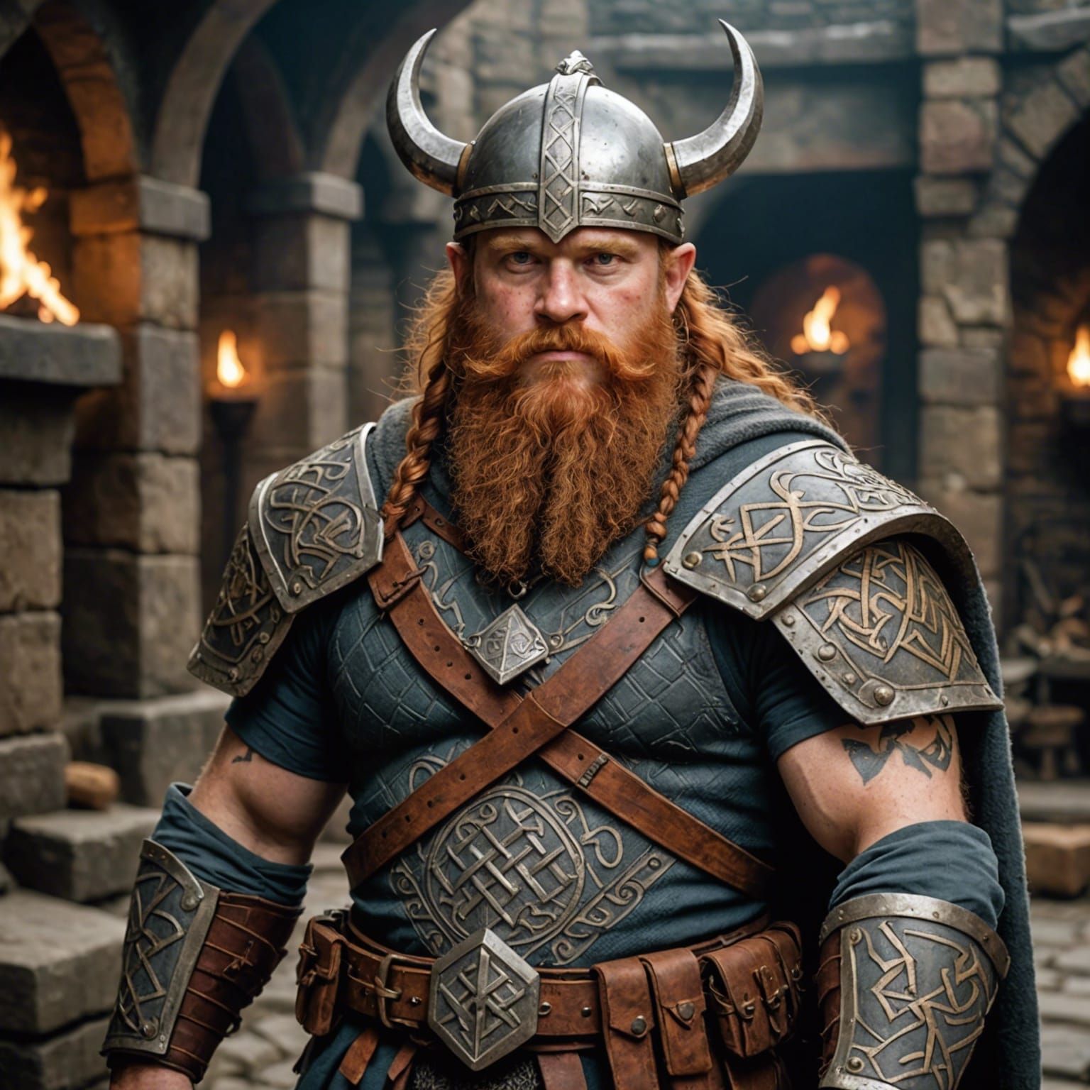 Dwarf with Viking Tattoos in Dwarven Forge