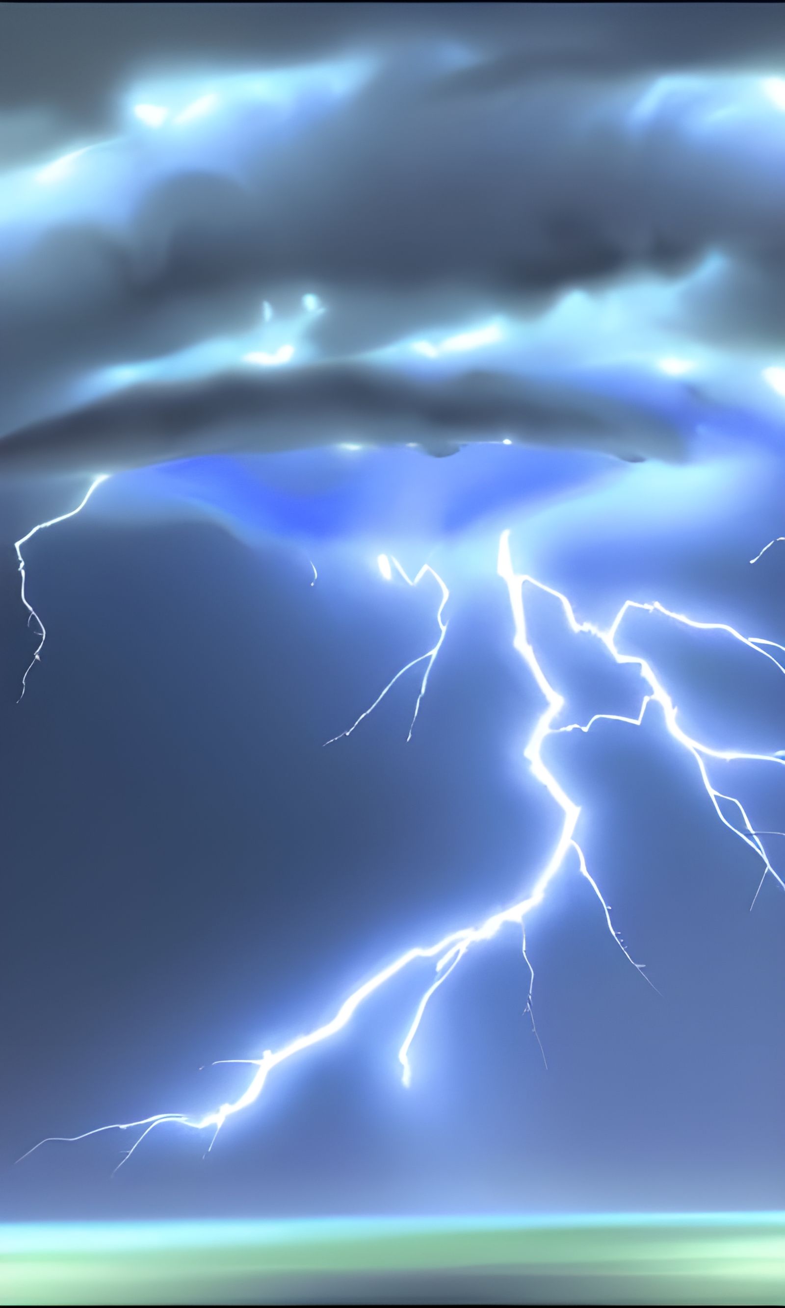 Blue Lightning Bolt in Thunderstorm Action Painting