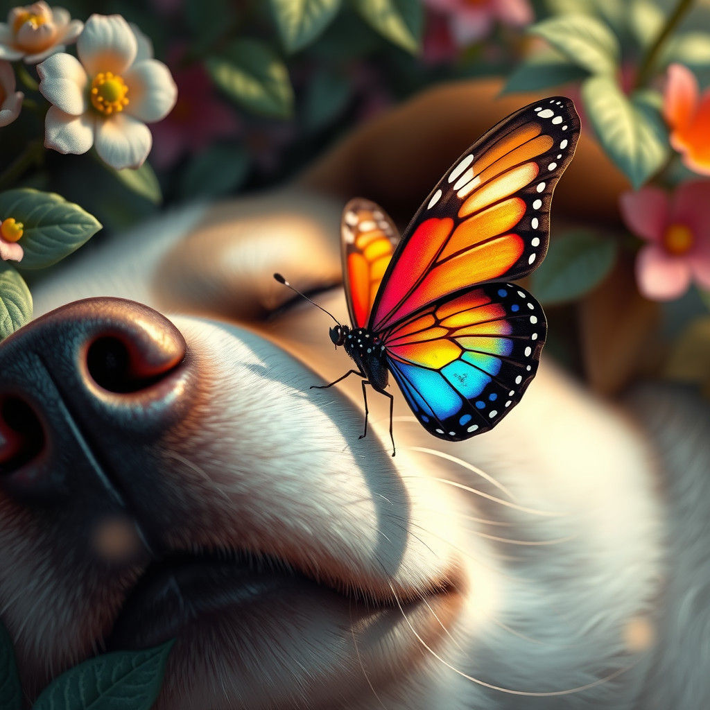 Butterfly on Dog's Nose: Fantasy Concept Art
