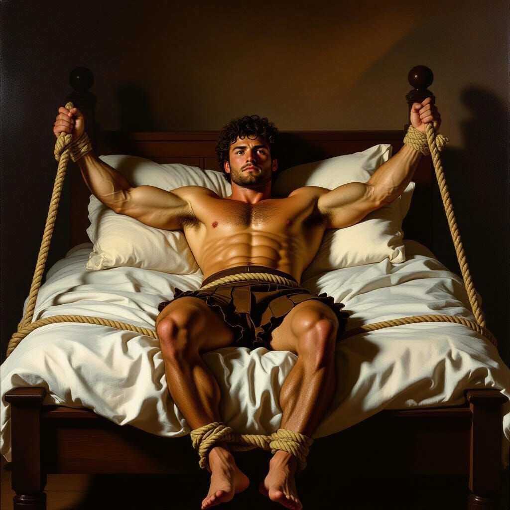 Ancient Greek Hero Theseus Tied to Bed