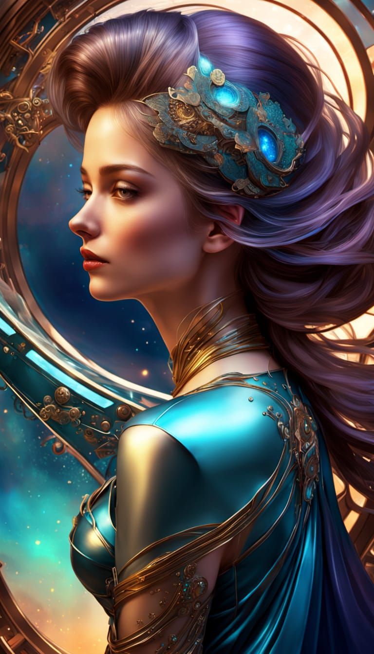 Ethereal Future Goddess in Futuristic Cityscape