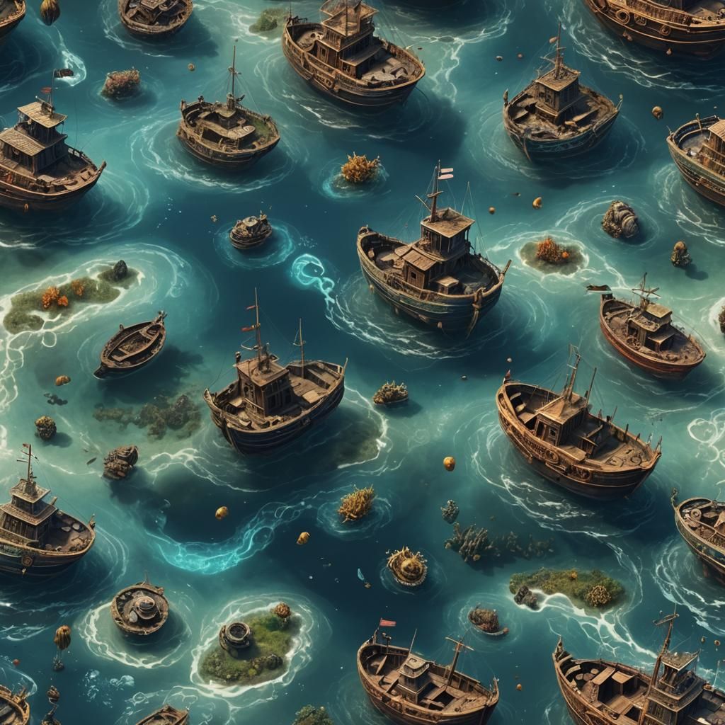 Sunken Vessels: Detailed Matte Painting in 8k