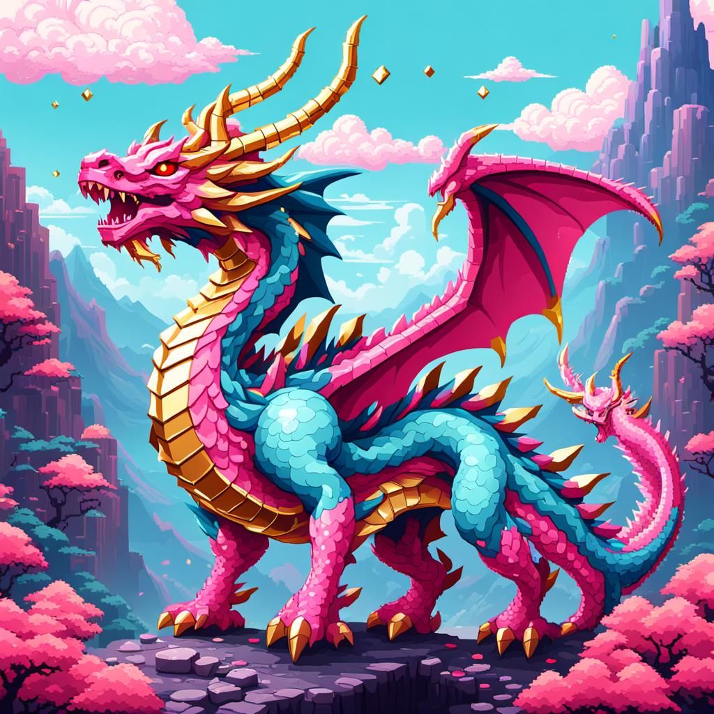 Epic Pixel Art Dragon in JRPG Style