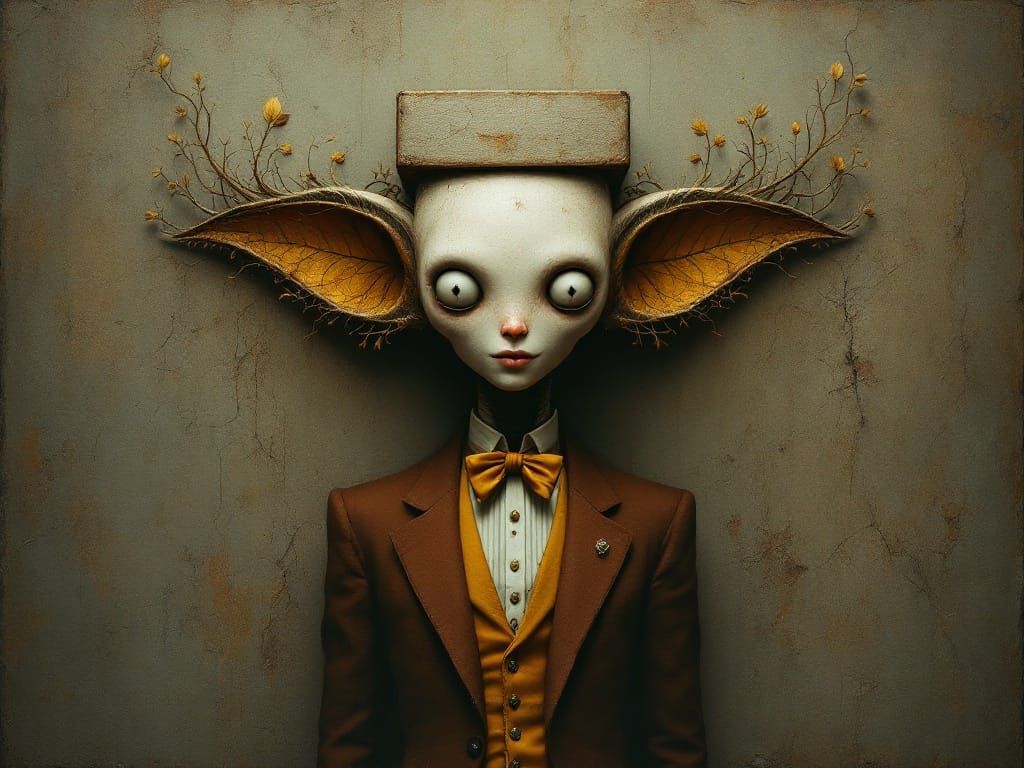 Surreal Humanoid Figure in Steampunk Style