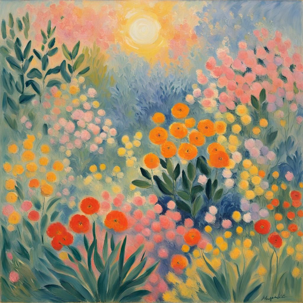 Botanical Garden in Abstract Impressionist Style